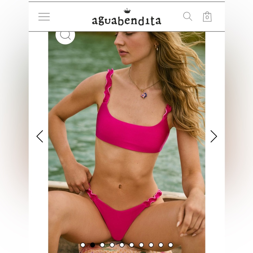 Agua Bendita Blue Bikini Bottom with Ruffles BLUE